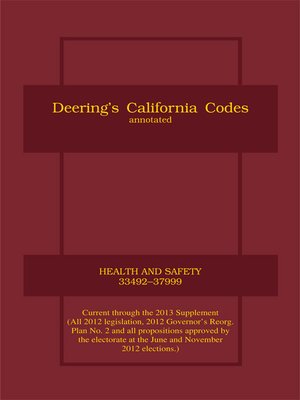 cover image of Deering's California Health and Safety Code, Annotated
